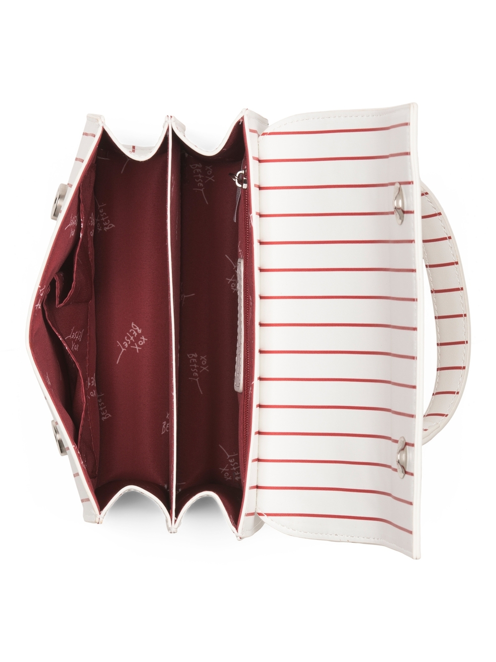 Betsey Johnson White & Red Baseball-Accent Crossbody Top-Handle Bag - Picture 3 of 3